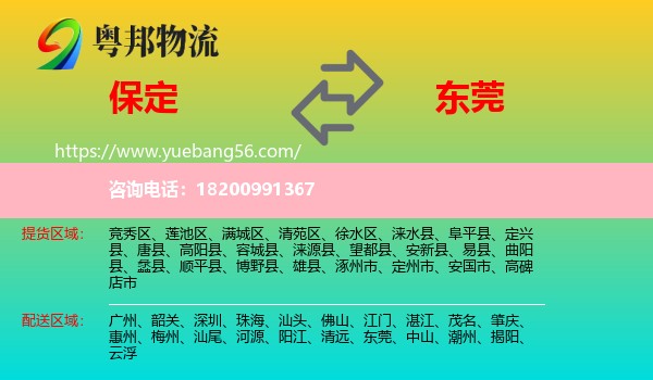保定到東莞物流