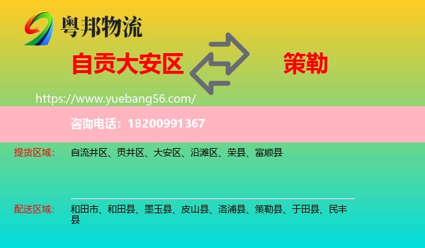 大安區(qū)到策勒縣物流