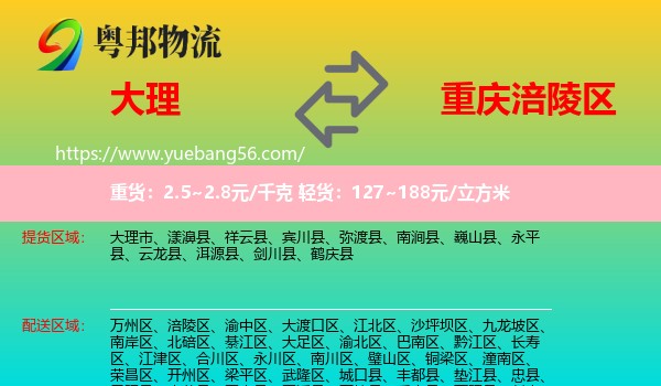 大理到涪陵區(qū)物流