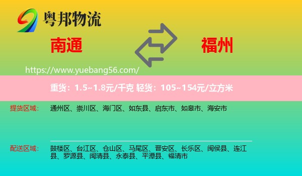 南通到福州物流