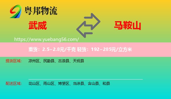 武威到馬鞍山物流