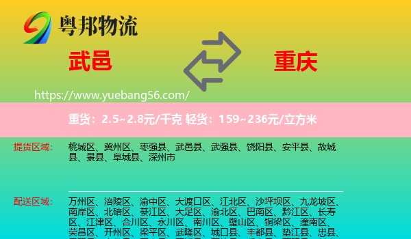 武邑縣到重慶物流